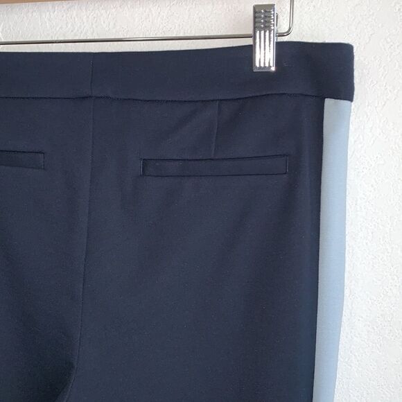 NWT Ecru Sullivan Ponte Stretch Tuxedo Stripe Navy Blue Trouser Dress Pants Sz M - Picture 9 of 11